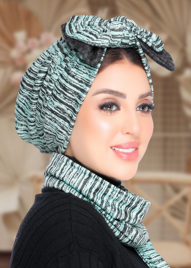 Turban  & Scarf 2 bow wool - Smile Turbans - 2131