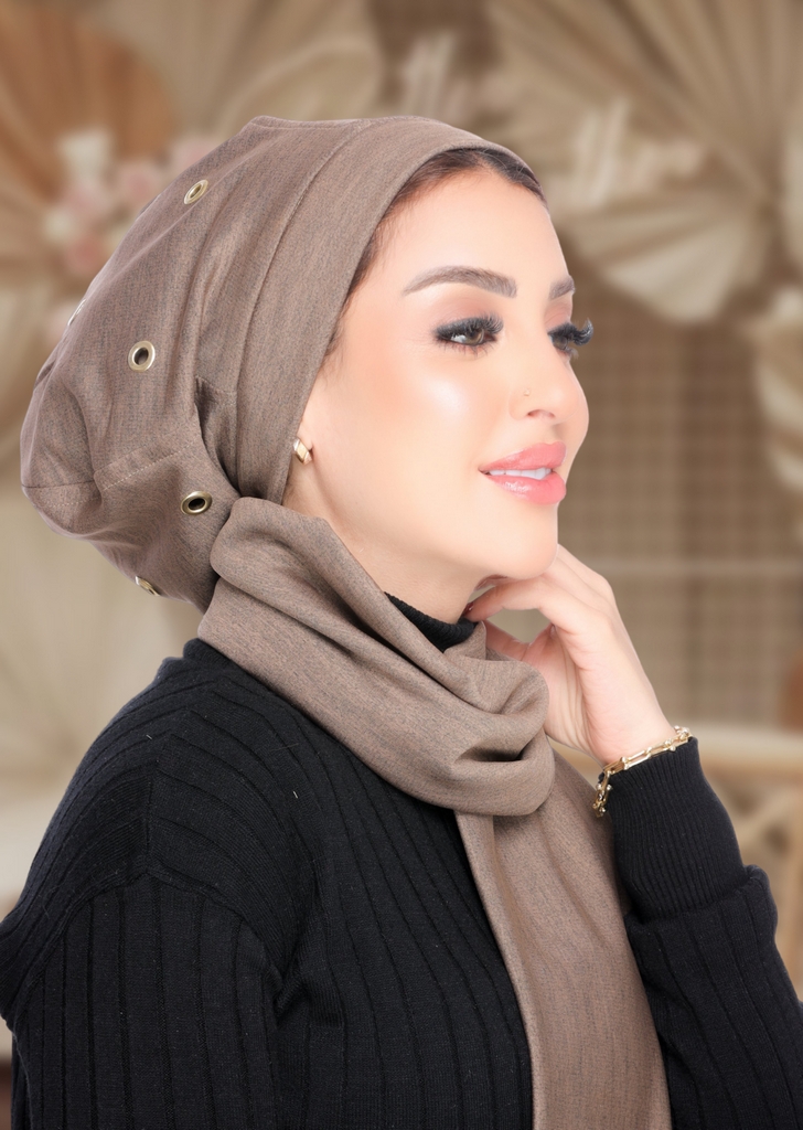 IceCap  & Scarf t with metallic eyelet details suede - Smile Turbans - 2135