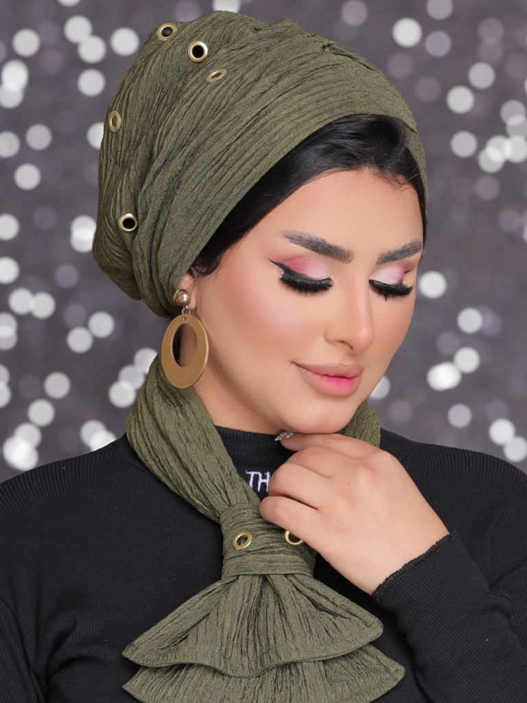Turban  & Scarf t with metallic eyelet details Bliss - Smile Turbans - 2182