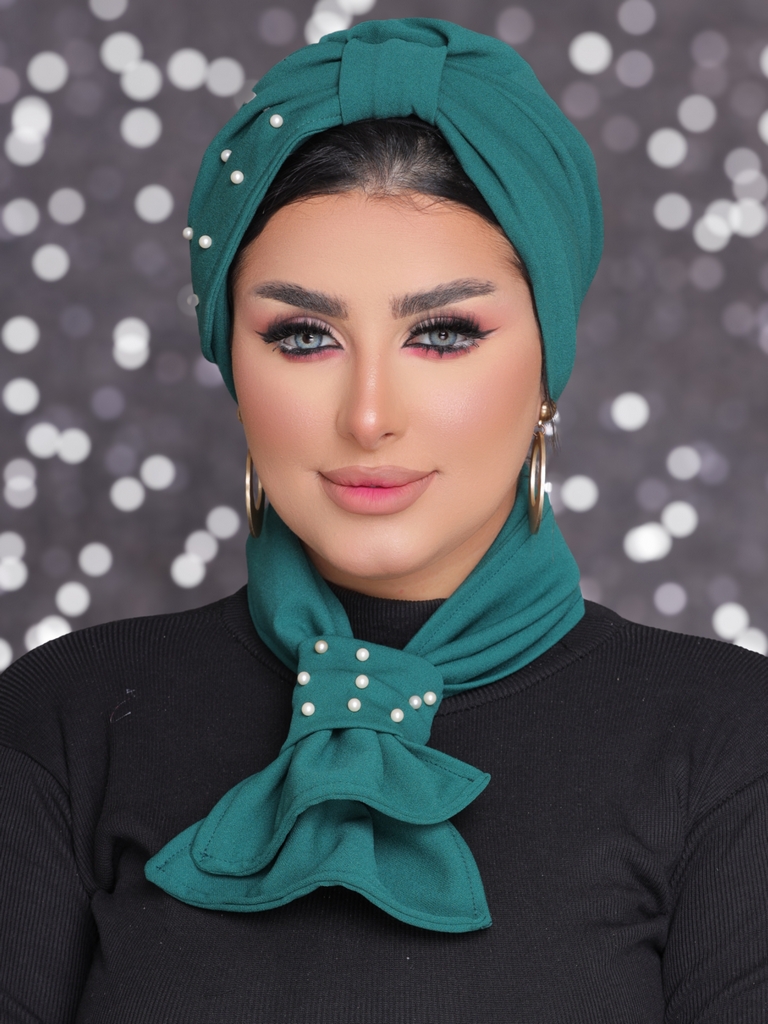 Turban  & Scarf pearls crepe material - Smile Turbans - 2185
