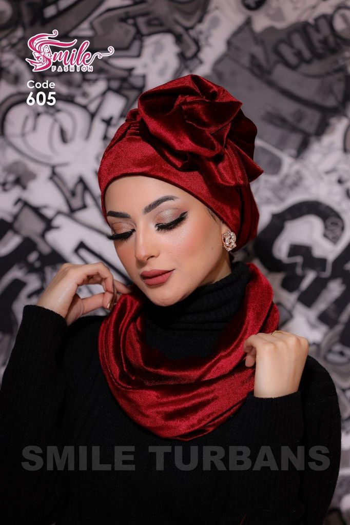 Turban  & Scarf flower velvet - Smile Turbans - 605