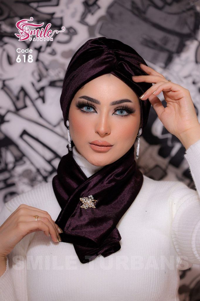 Turban  & Scarf Crocs & brooch scarf velvet - Smile Turbans - 618