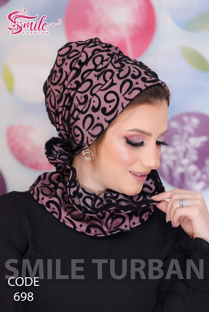 Turban  & Scarf Darby one piece Embroidered Tulle - Smile Turbans - 698