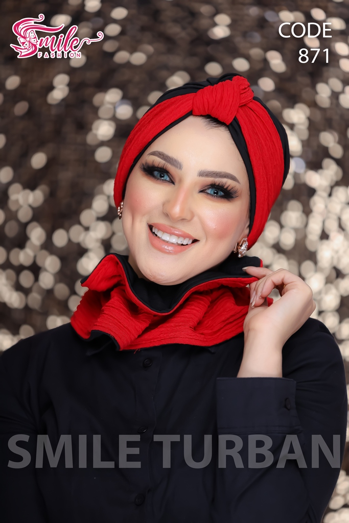 Turban  & Scarf One piece knot, two colors blisih - Smile Turbans - 871