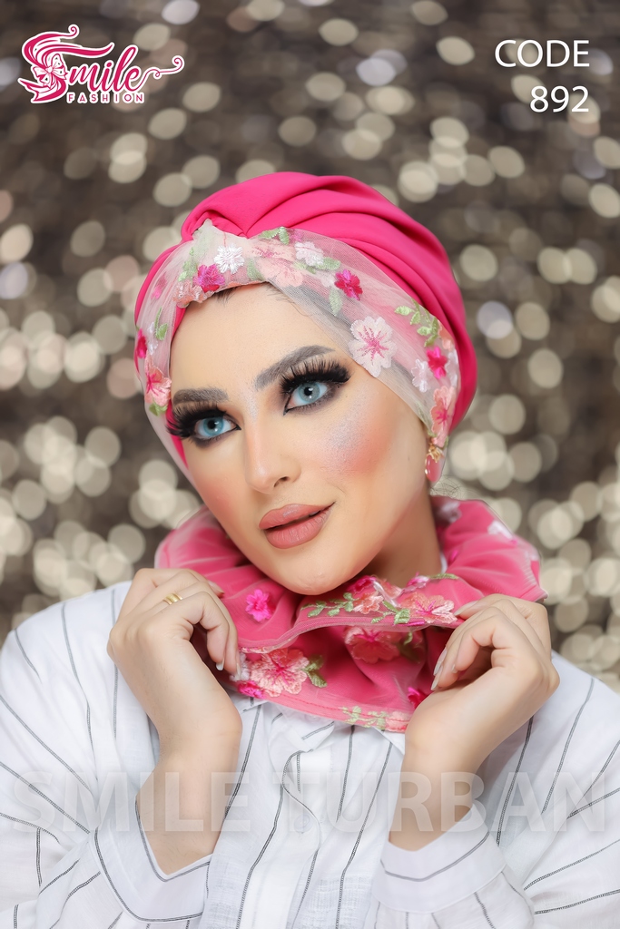 Turban  & Scarf One piece knot crepe material * Indian tulle - Smile Turbans - 892