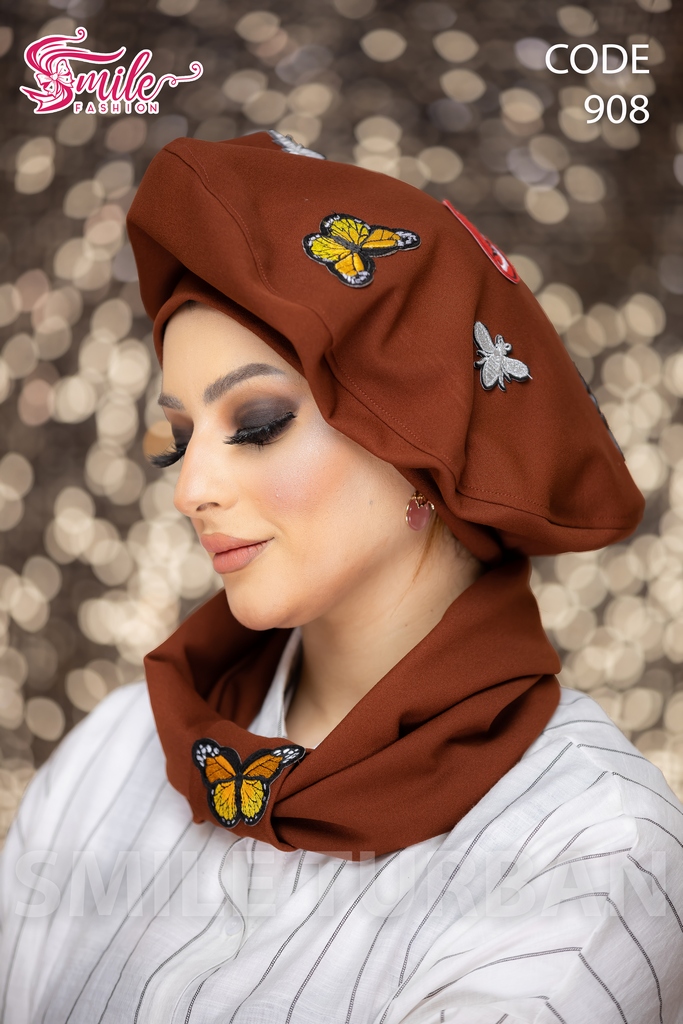 Beret & Scarf Beret Bagat crepe - Smile Turbans - 908