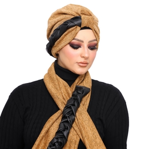 Turban&Scarf  braided on one side Brooch -Smile Turbans - 1358