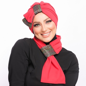 turban  &scarf Half a bow on one side crepe -Smile Turbans - 1489