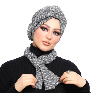 Turban&Scarf  braided on one side Crow brooch -Smile Turbans - 1356