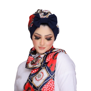 Turban & Scarf One direction is a bow and the other is a cross Armani satin material -Smile Turbans - 860