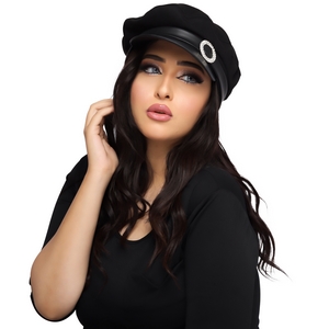 Beret Suede beret with leather leather -Smile Turbans - 1290