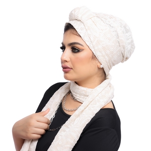 Turban & Scarf Crown two pieces Lycra material -Smile Turbans - 1254