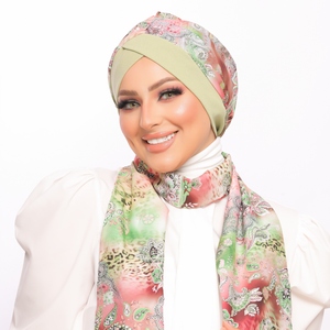 Turban & Scarf One direction is a bow and the other is a cross Rosaline material -Smile Turbans - 1506