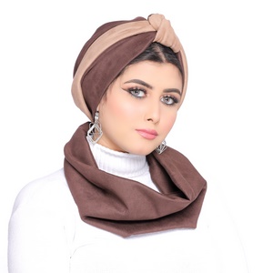 Turban&Scarf 2 knots one piece suede -Smile Turbans - 1729