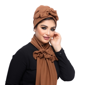 turban  &scarf One piece mattress crepe -Smile Turbans - 1284