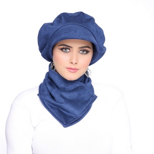 Beret&Scarf One piece beret cap rings suede -Smile Turbans - 1730