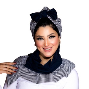 Turban & Scarf Tied bow crepe material -Smile Turbans - 354