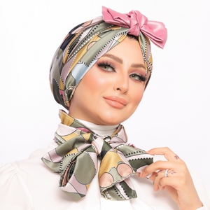 Turban & Scarf bow Armani satin material -Smile Turbans - 1504